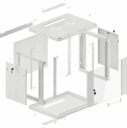 Kabinet rack muror Lanberg WF01-6409-10S 19" 9U 600x450x512.35mm, gri