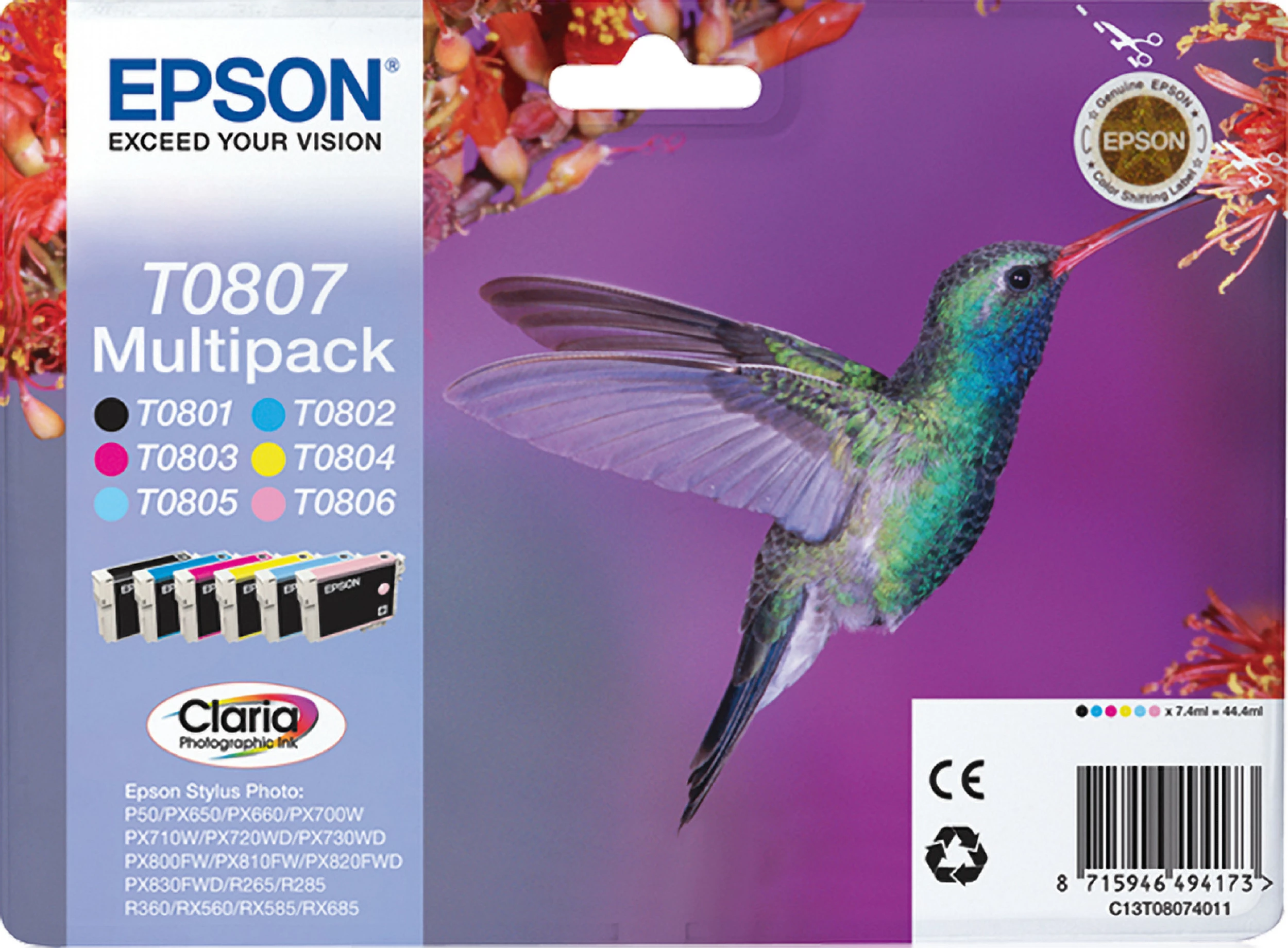 Toner Epson T0803 Claria Photographic Ink magenta 7.4ml
