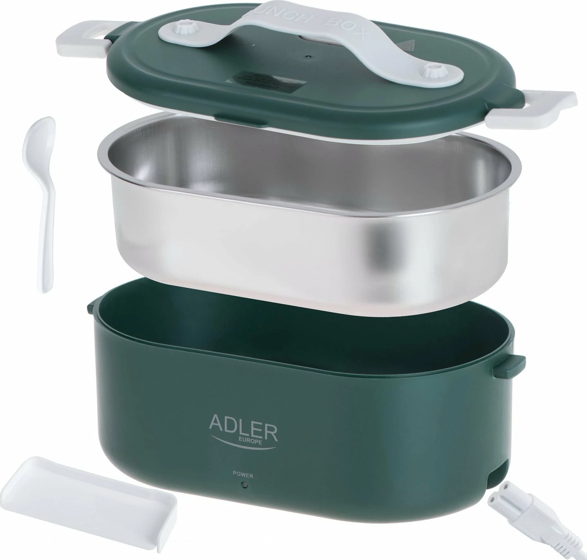 Enë ushqimi elektrike Adler AD 4505, 0.8 L, inox SUS304, ngrohëse, jeshile, me lugë