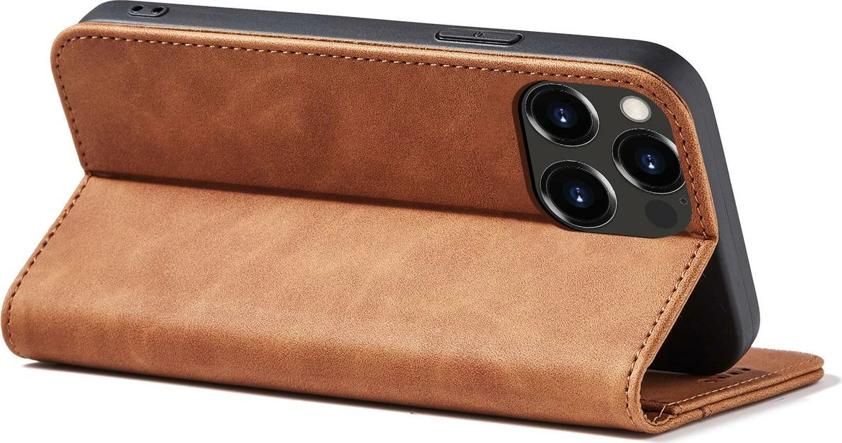 Mbështjellës Hurtel Magnet Fancy Case për iPhone 13 Pro Max, me portofol, kafe