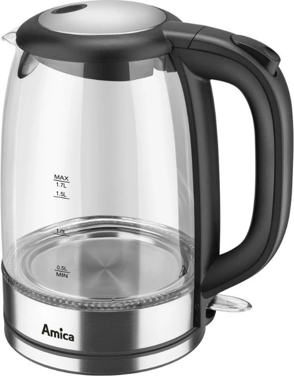 Ibrik elektrik Amica Glass Kettle KD2050G, 1.7L, i zi/transparente