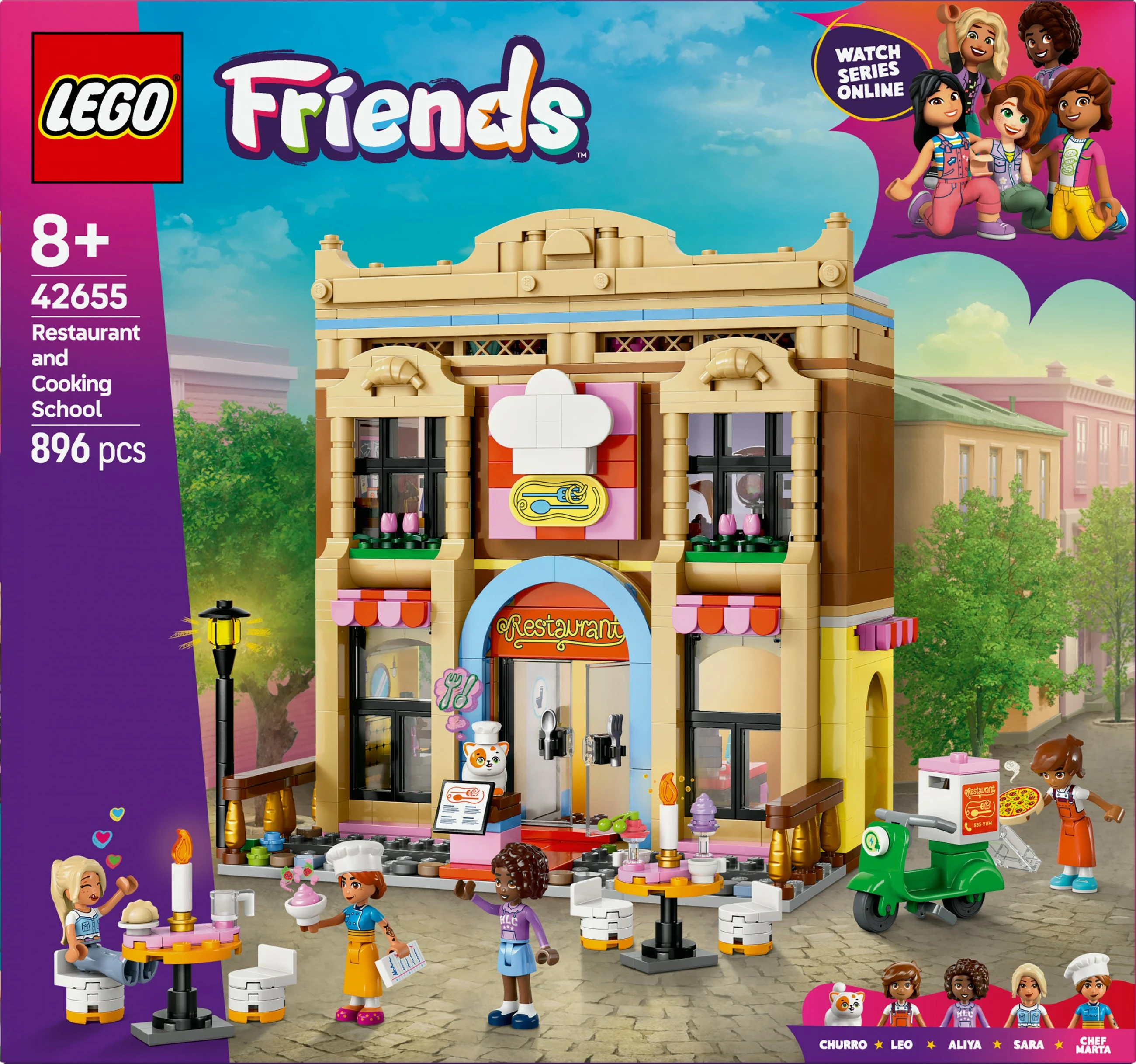 Set ndërtimi LEGO Friends 42655, restorant dhe shkollë gatimi, 896 pjesë, shumëngjyrësh