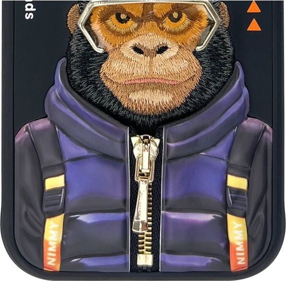 Mbështjellës Nimmy Cool&Cute 2.0 Monkey për iPhone 15 6.1", hardcase, TPU/PC, i zi