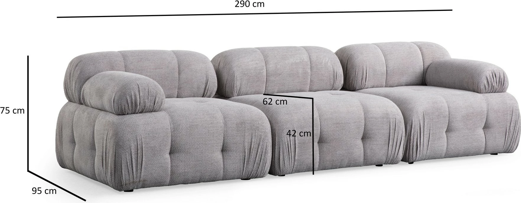 Kënd-sofë Atelier del Sofa, Petite 3, ngjyrë gri e çelët