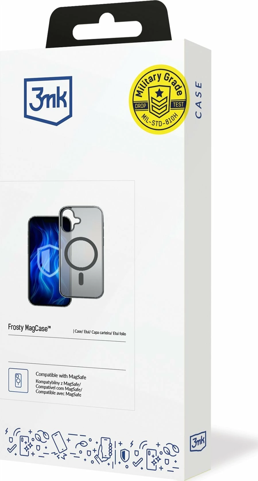 Mbështjellës 3MK Frosty MagCase për Apple iPhone 16, MagSafe, mat, plastikë, i zi