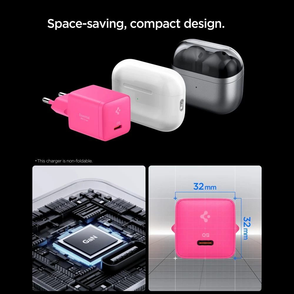 Karikues muri Spigen Essential EE301EU-GAN 30W 1x USB-C GaN, roze