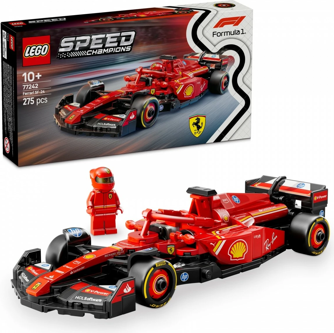 Set LEGO Speed Champions Ferrari SF-24 F1 Car 77242, 275 pjesë, i kuq