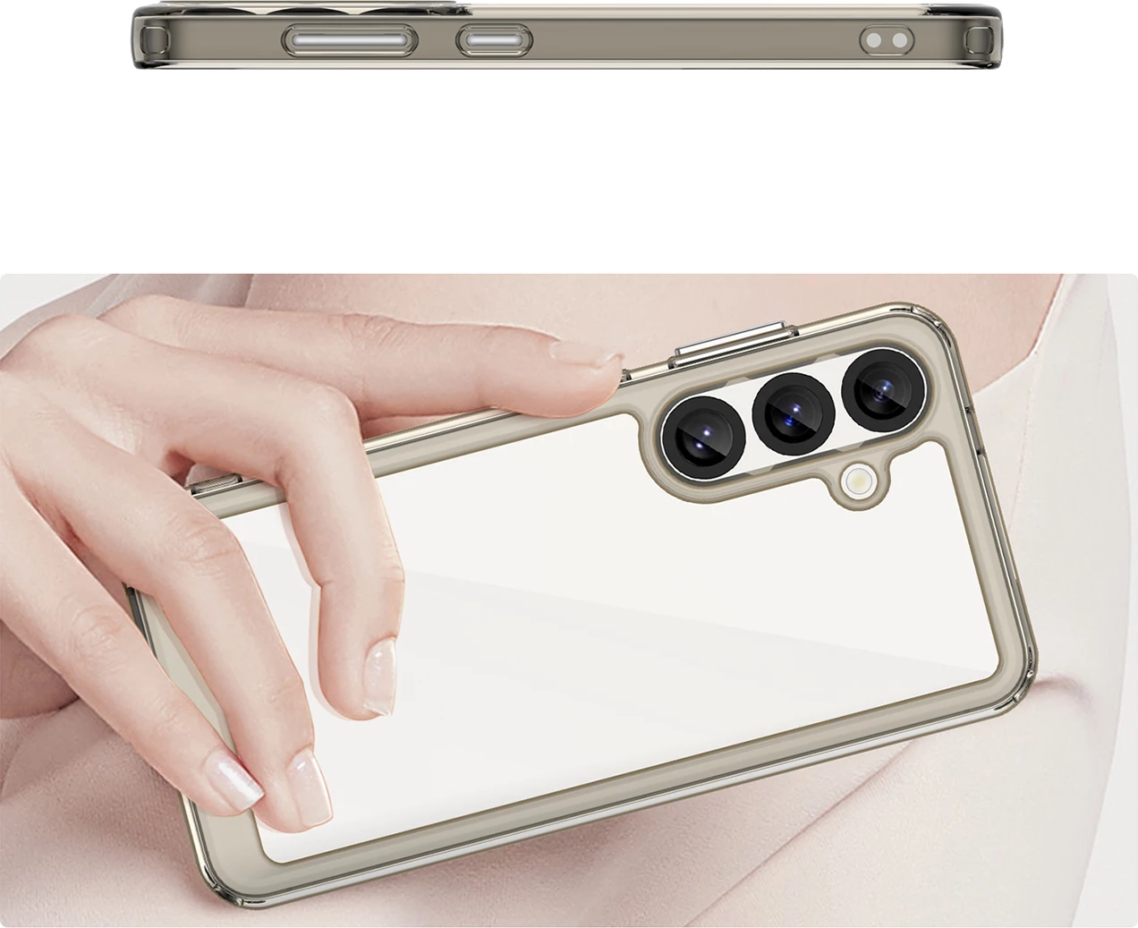 Mbështjellës Hurtel Outer Space Case për Samsung Galaxy S25, transparent i zi