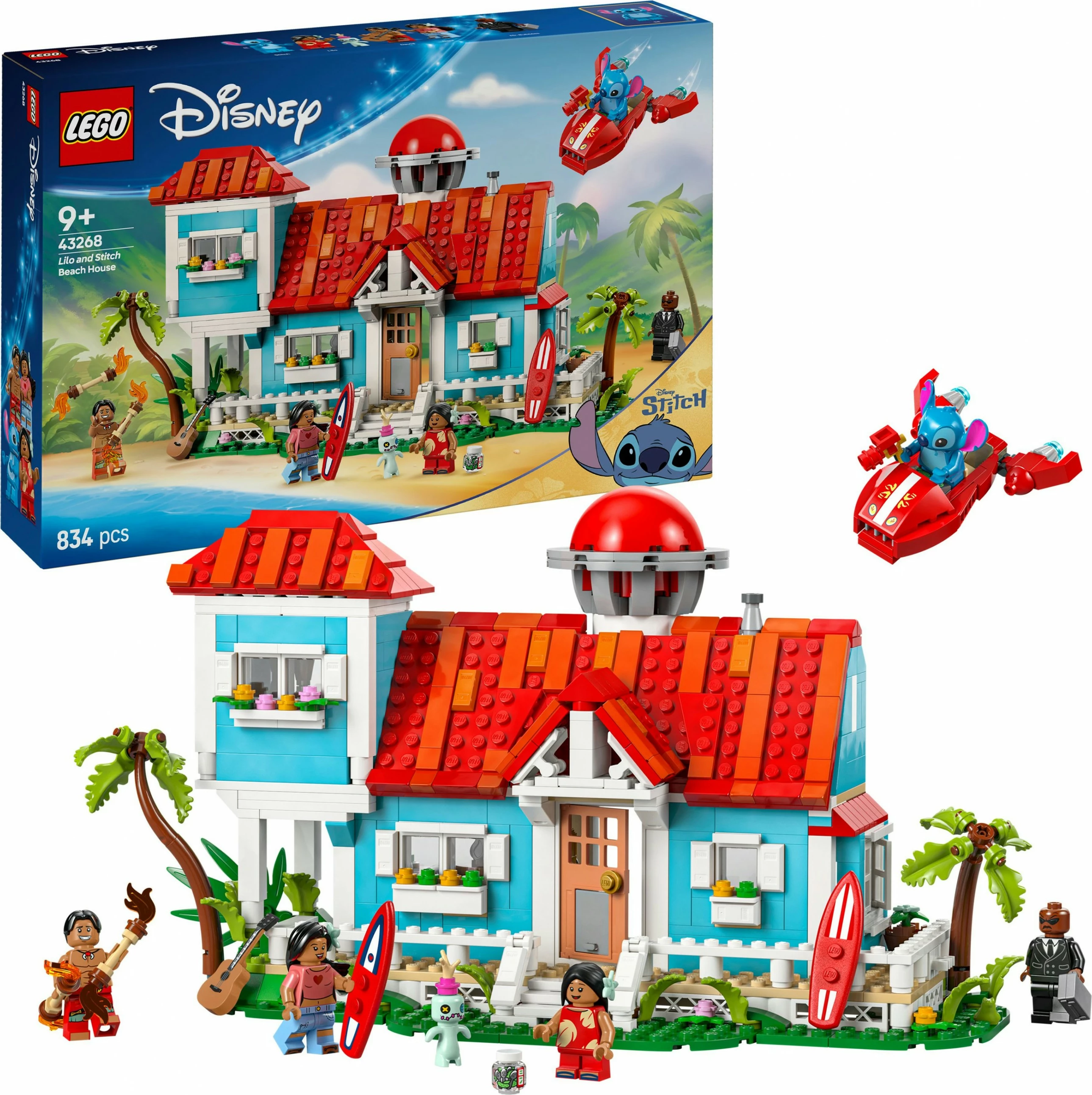 Set ndërtimi LEGO Lilo dhe Stitch Beach House, 834 copë, plastikë, shumëngjyrësh