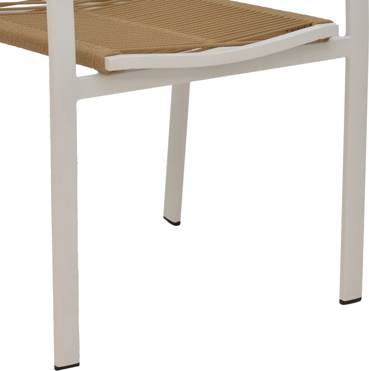 Karrige me krahë, alumini, tekstileni, ngjyrë natyrale, 57x63x83cm