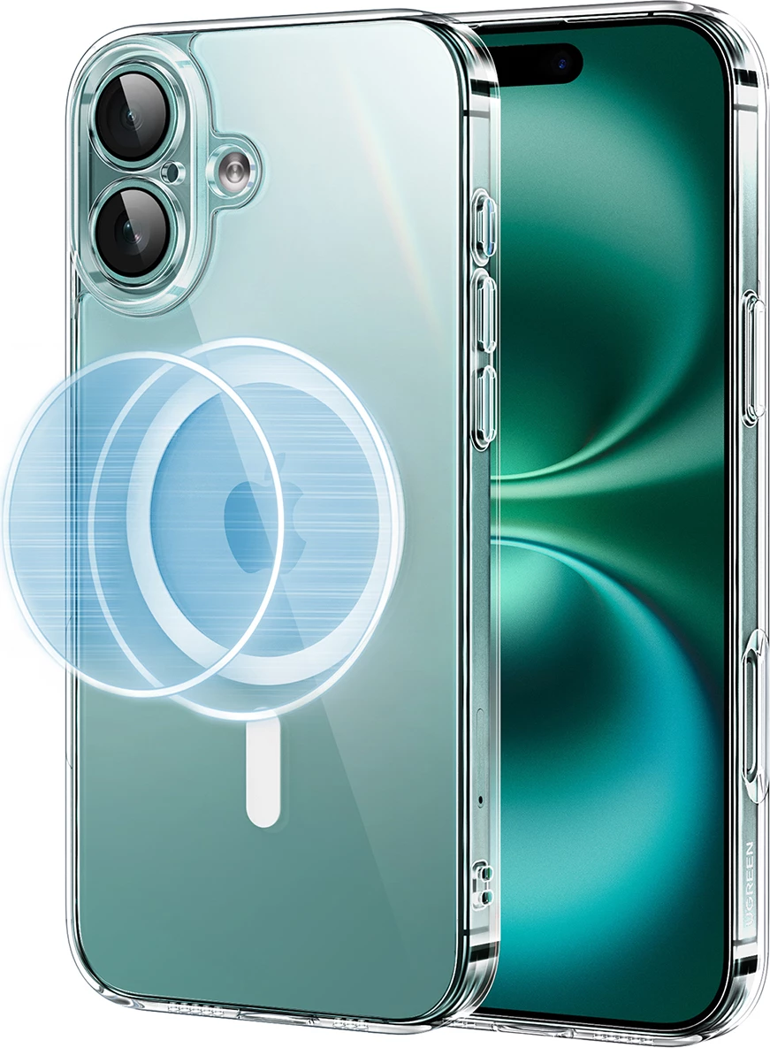 Mbështjellës Ugreen Classy Clear Magnetic për iPhone 16 Plus, MagSafe, Transparent