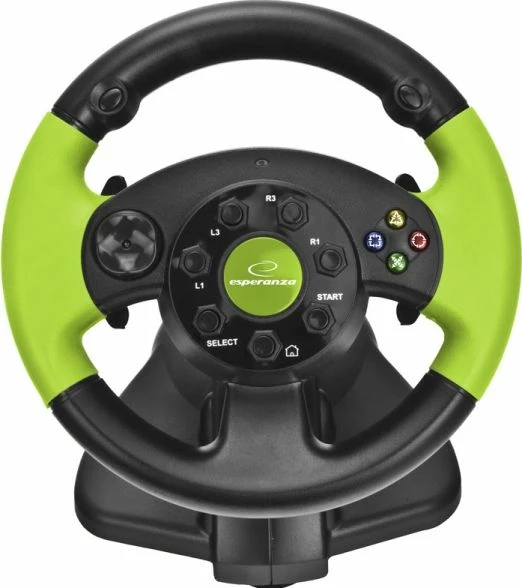 Timon gaming Esperanza EG104 High Octane me pedale, USB, 180°, 13 butona, zi-gjelbër, set