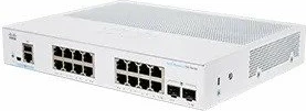 Switch Cisco CBS250-16T-2G, 16x Gigabit RJ45, 2x SFP, fanless, REFRESH, i bardhë