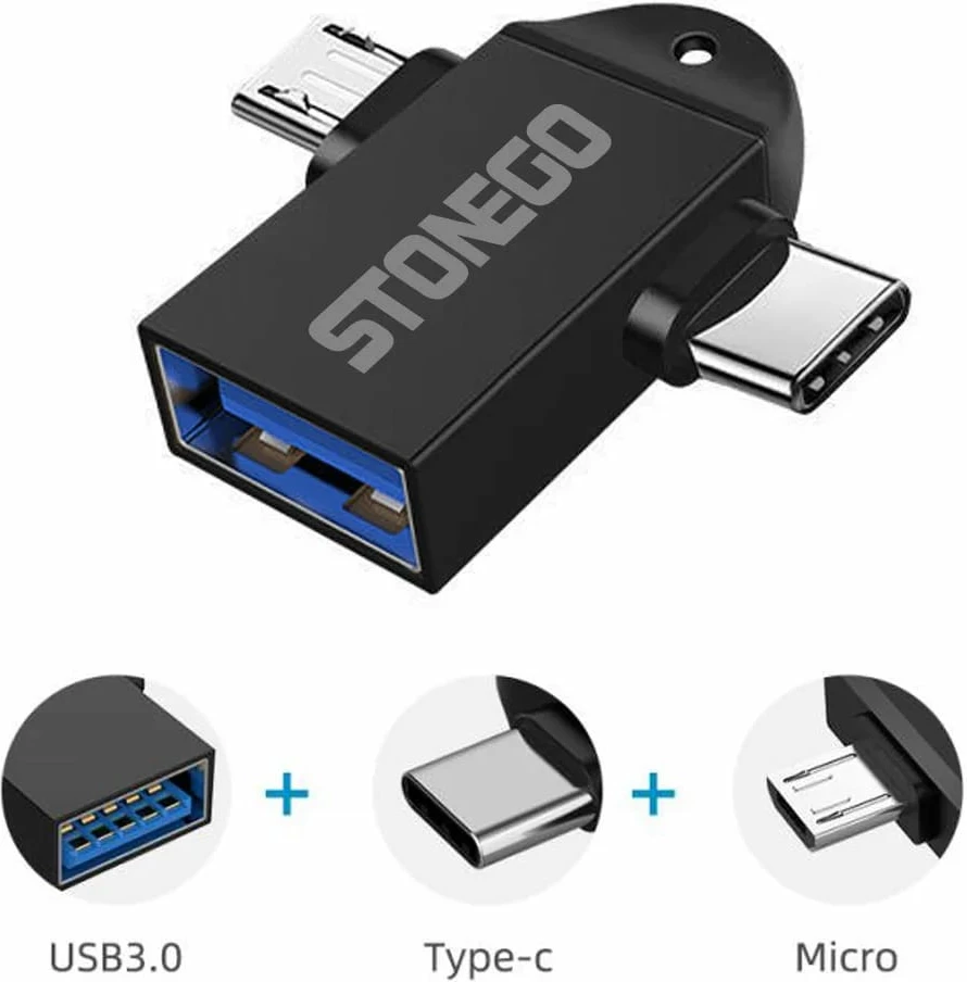 Adaptor OTG 3-në-1 Type-C për Transfer dhe Lidhje Pajisjesh – Stonego