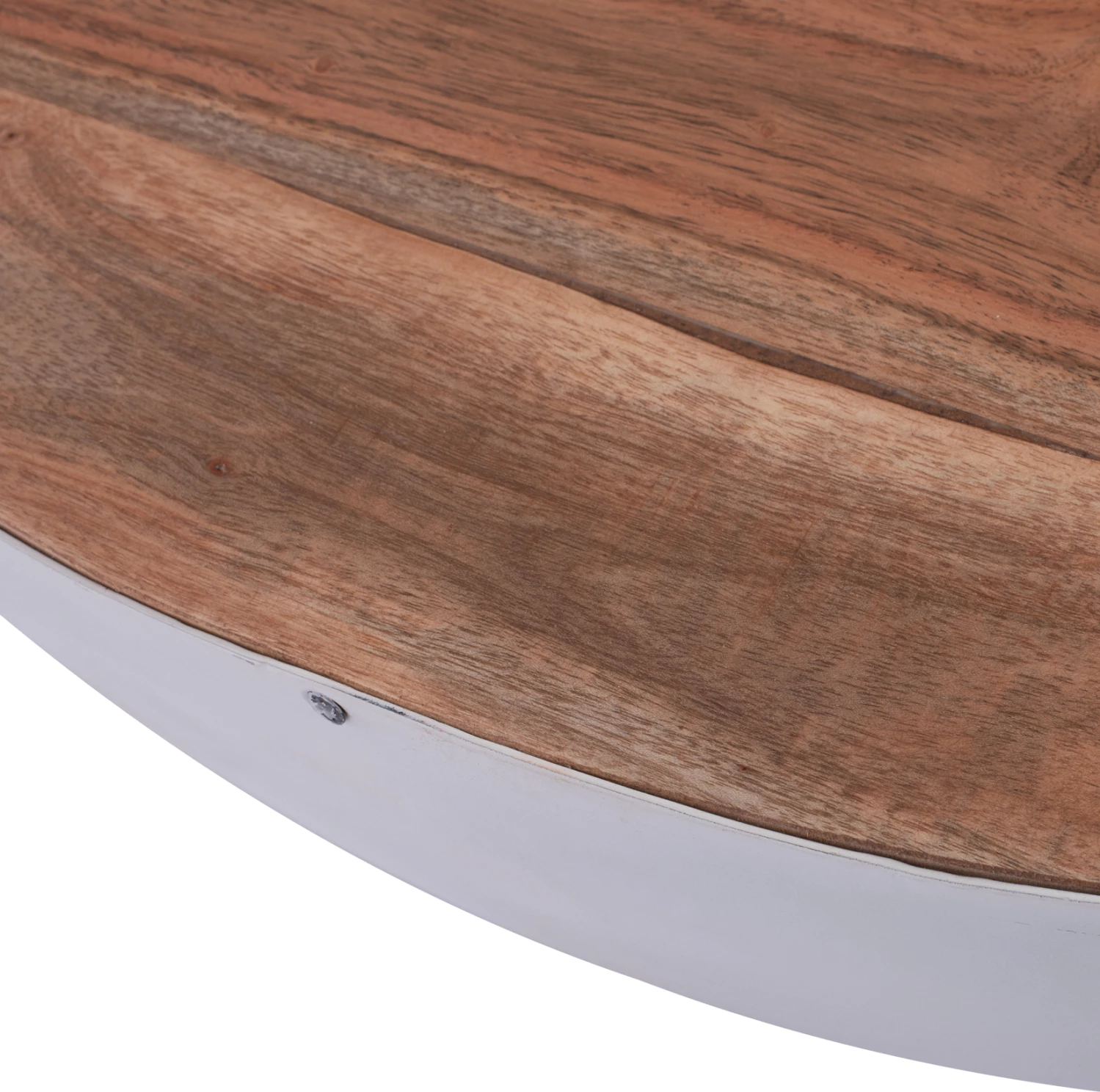 Tavolinë dekorative për kafe, formë gjysmë-sferike, ngjyrë e bardhë dhe dru akacie, FH8717.03, 90cm