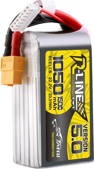 Bateri LiPo Tattu R-Line 5.0, 1050mAh, 22.2V, 6S, 150C, XT60