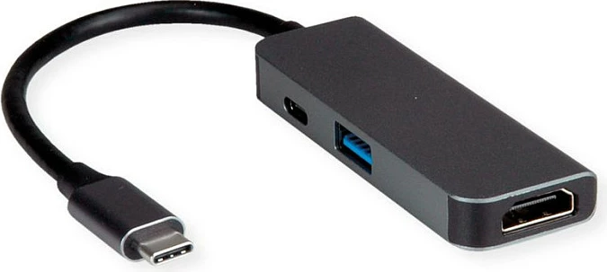 Adapter display VALUE USB-C në HDMI + USB-A 3.2 Gen1 + USB-C PD, 4K@60Hz, i zi