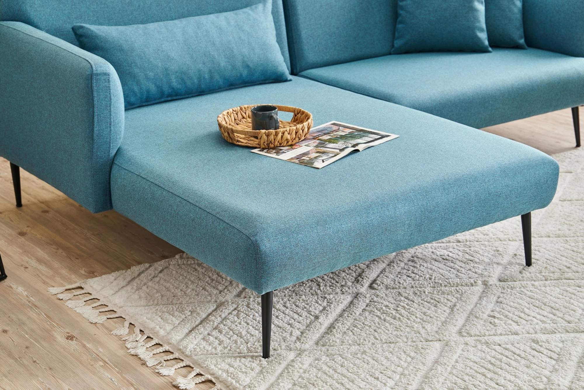 Këndsofa Atelier del Sofa, Revos majtas, ngjyrë turquoise