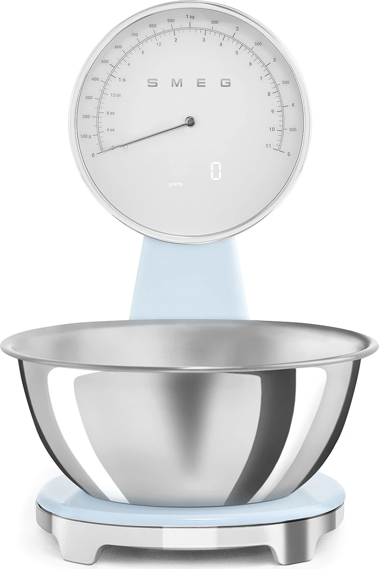 Peshore kuzhine Smeg KSF01PBWW analoge & digjitale me enë çeliku inox, pastel blu