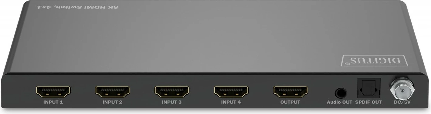 Switch HDMI Digitus DS-55335, 4x1, 8K/60Hz, me telekomandë, i zi