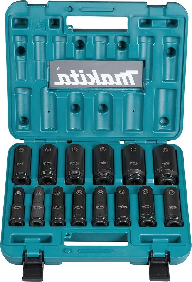 Set çelësa goditës Makita 14 pjesë, 1/2", me kuti, ngjyrë e zezë/gjelbër