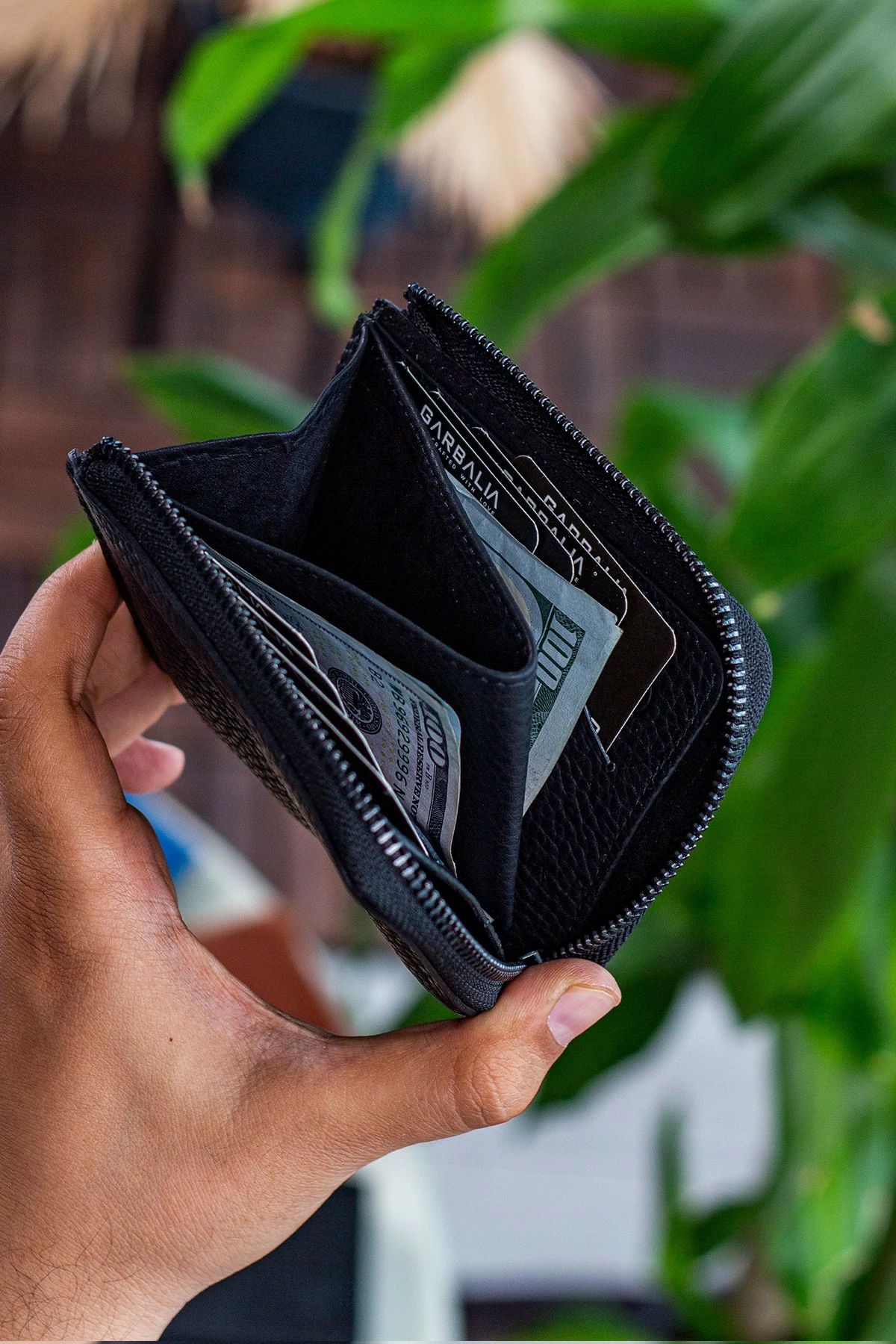 Portofol unisex, lëkurë e zezë, Zoozie Bags, Leeds