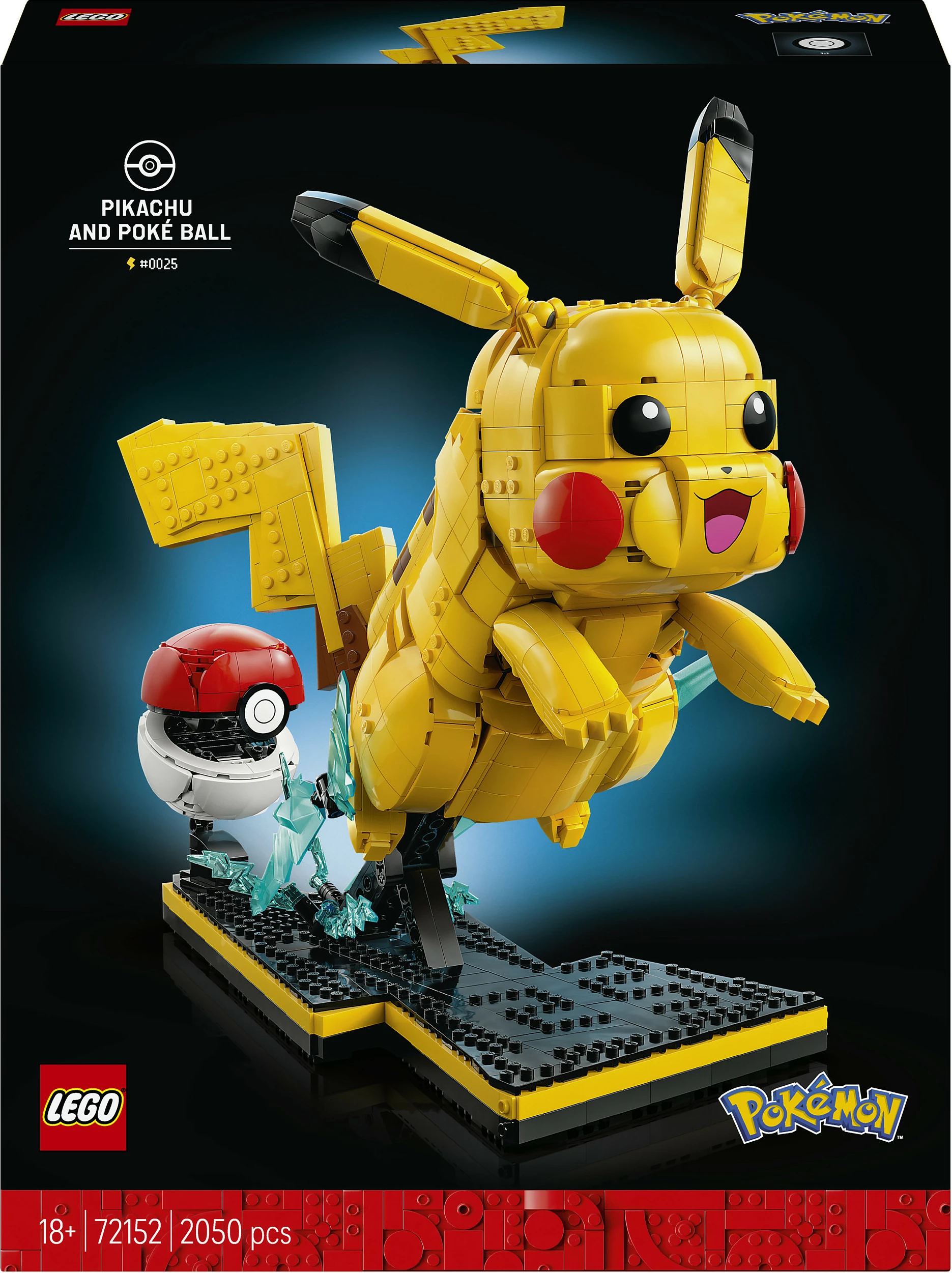 Set ndërtimi LEGO Pokémon Pikachu dhe Poké Ball 72152, 2050 copë, multikolor