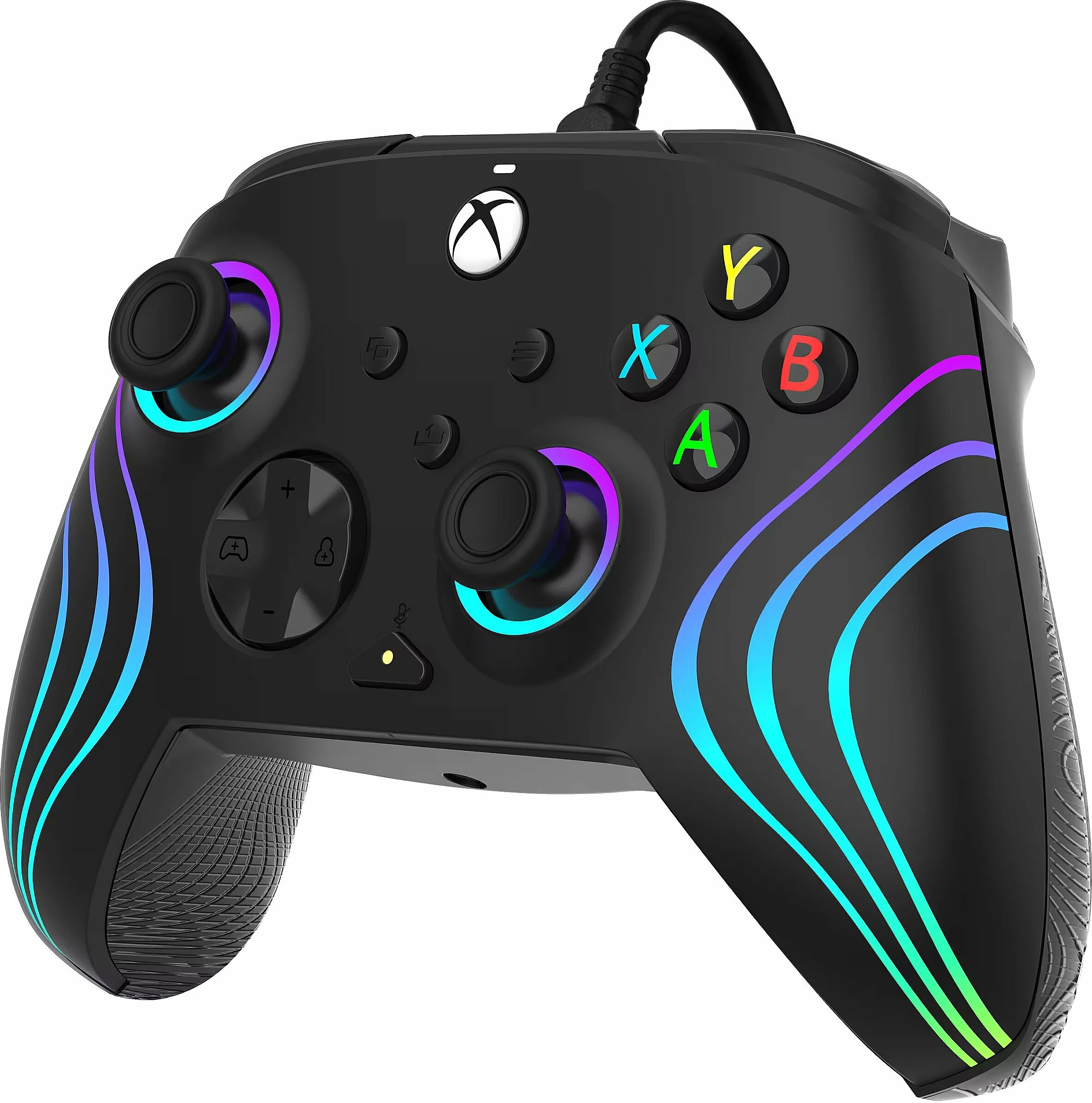 Gamepad PDP Afterglow Wave 049-024, me kabëll USB-C, RGB, për Xbox/PC, i zi