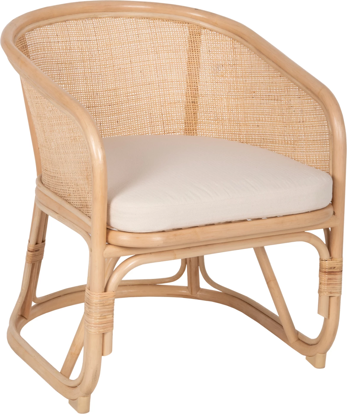 Karrige KIKO FH9839 rattan, ngjyrë natyrale, jastëk i bardhë, 61x71x76H cm.