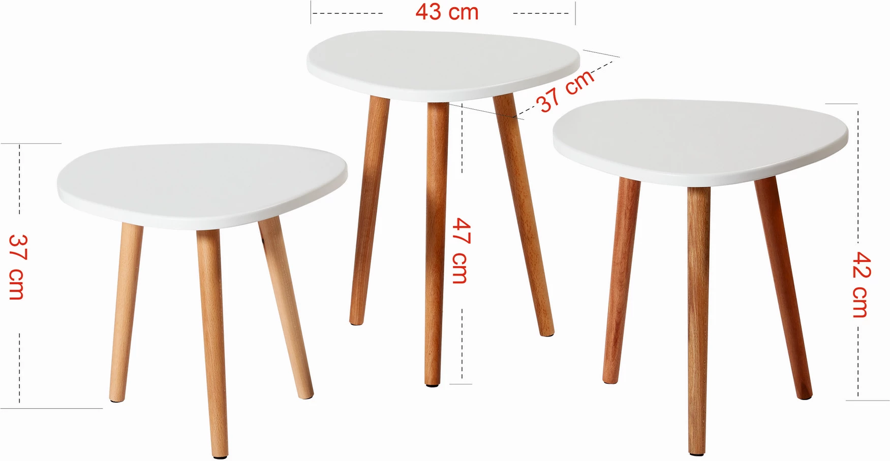 Set tavolinash të vendosshme Skye Decor, të bardha, 3 copë, Tuvalle 051