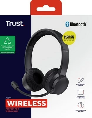 Kufje Trust Ayda, me kabllo dhe pa kabllo, Bluetooth, USB Type-C, të zeza