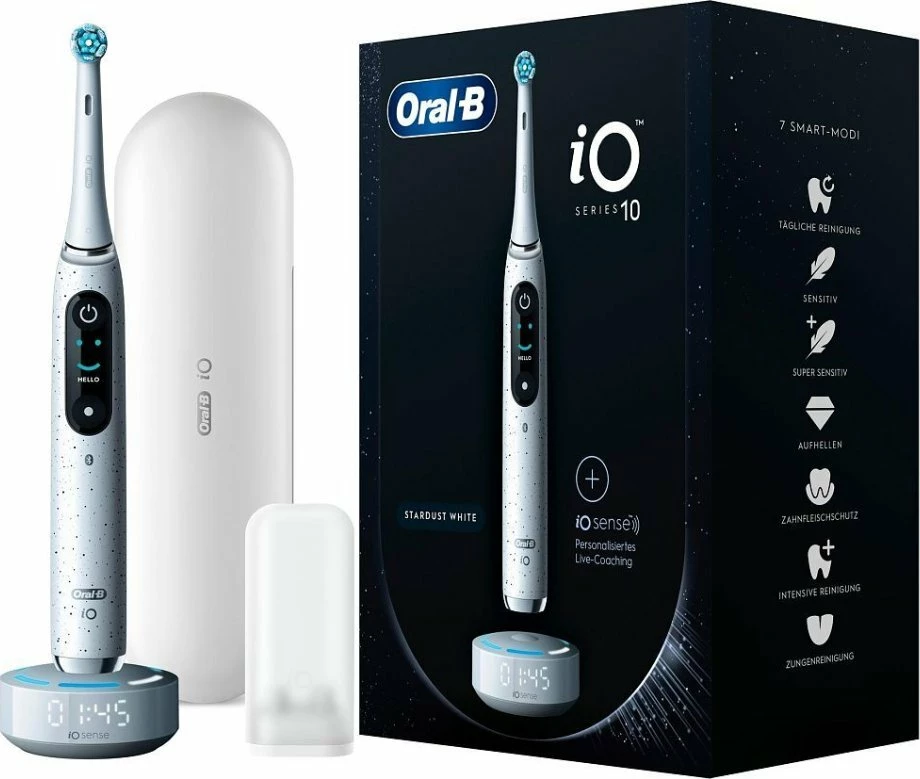 Furçë dhëmbësh elektrike Oral-B iO Series 10, 7 modalitete, 1 kokë, me këllëf udhëtimi, e bardhë Stardust