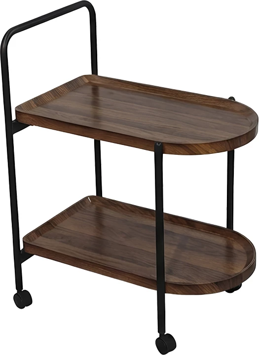 Tavolinë anësore me rrota Whelea, MDF-metal, ngjyrë arre-e zezë, 40x60x69cm