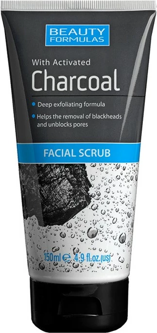 Peeling për fytyrë Beauty Formulas Charcoal Facial Scrub Cleansing Peeling për femra, 150ml