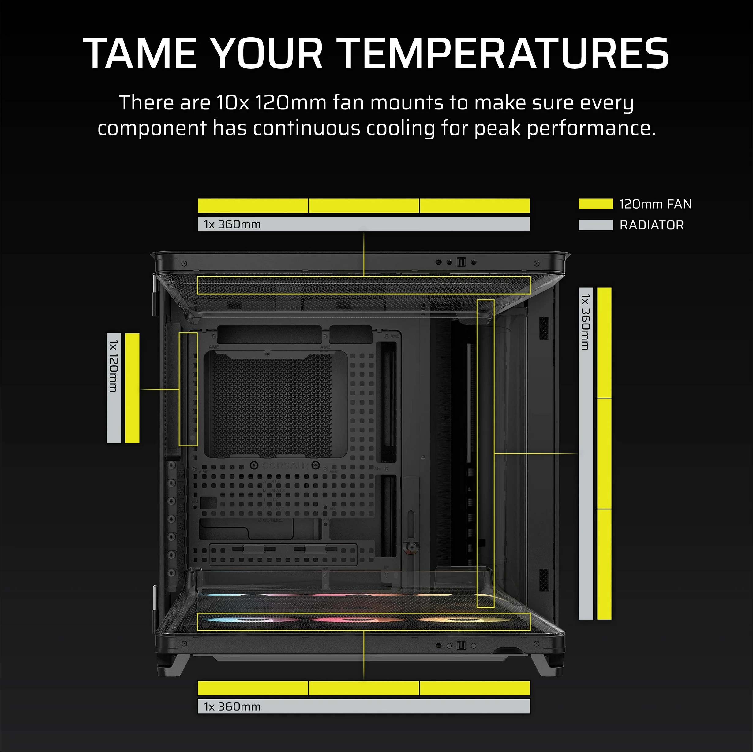 Kasë Corsair Air 5400 RS-R ARGB, Midi Tower ATX, e zezë