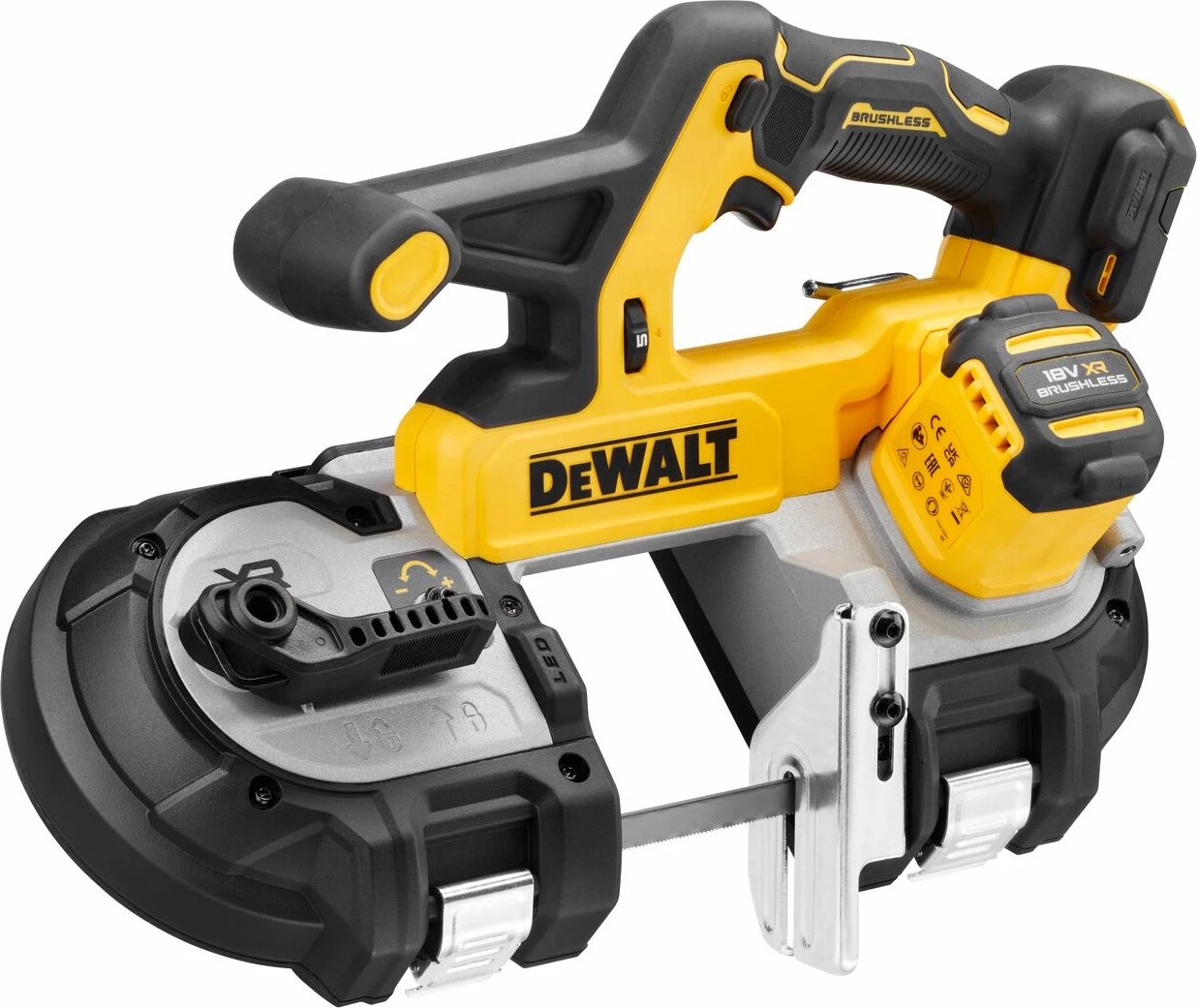 Sharrë me shirit Dewalt DCS378N 18V XR pa furça, kapacitet prerjeje 86 mm, e verdhë/zezë, set me 1 shirit 899 mm