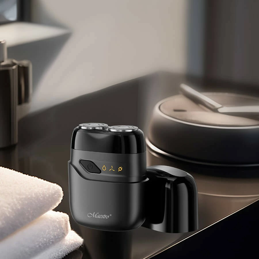 Makinë rroje për udhëtim, Feel-Maestro MR-671, 2 koka, USB-C, 60 min, IPX7, ekran LED, e zezë