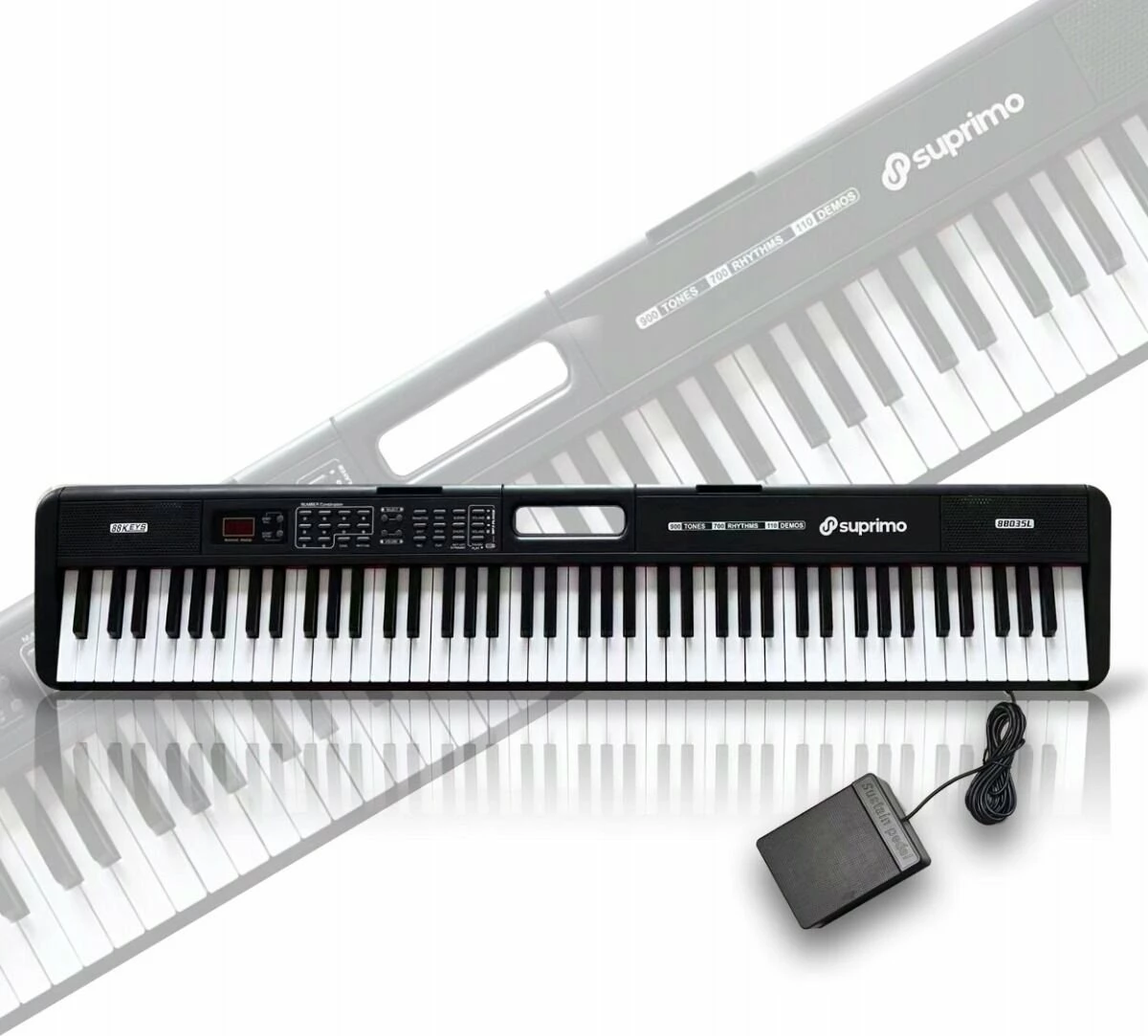 Piano digjital edukativ Suprimo 88035L, 88 taste dinamike, tastierë me ndriçim, Bluetooth, i zi, me adapter