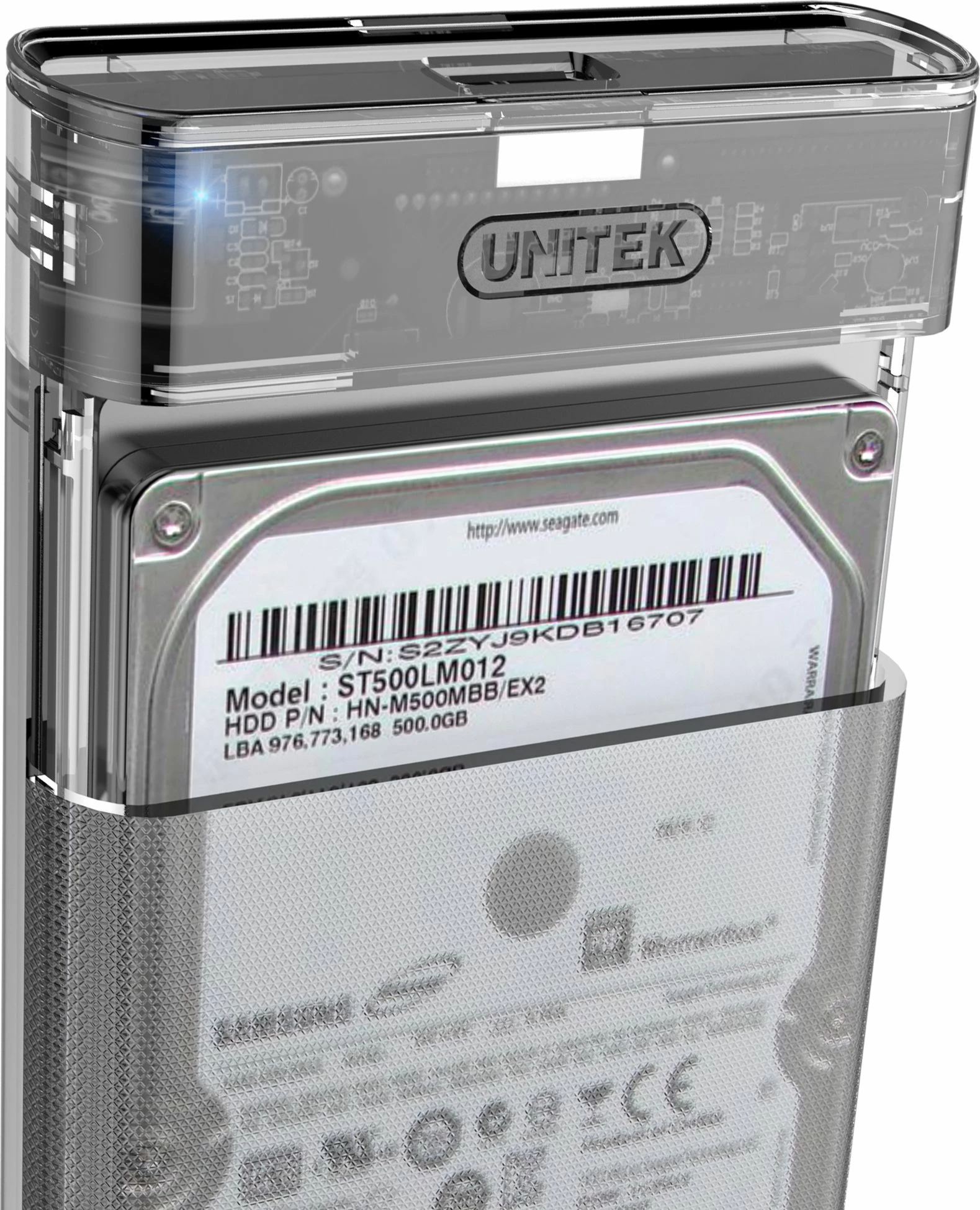 Kasë eksternale për HDD/SSD 2.5\" Unitek S1103A, USB 3.2 Gen 1 në SATA III, transparente