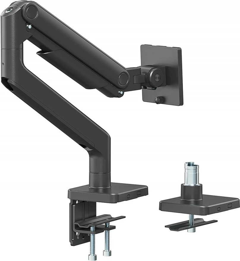 Mbajtës monitori tavoline, Digitus DA-90473, 1 krah me sustë mekanike, deri 49" 20 kg, VESA 75x75/100x100, me kapëse ose vrimë, i zi