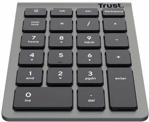 Tastierë numerike wireless Trust Xalas 25709, 2.4 GHz, 22 taste, UK layout, Argjendtë