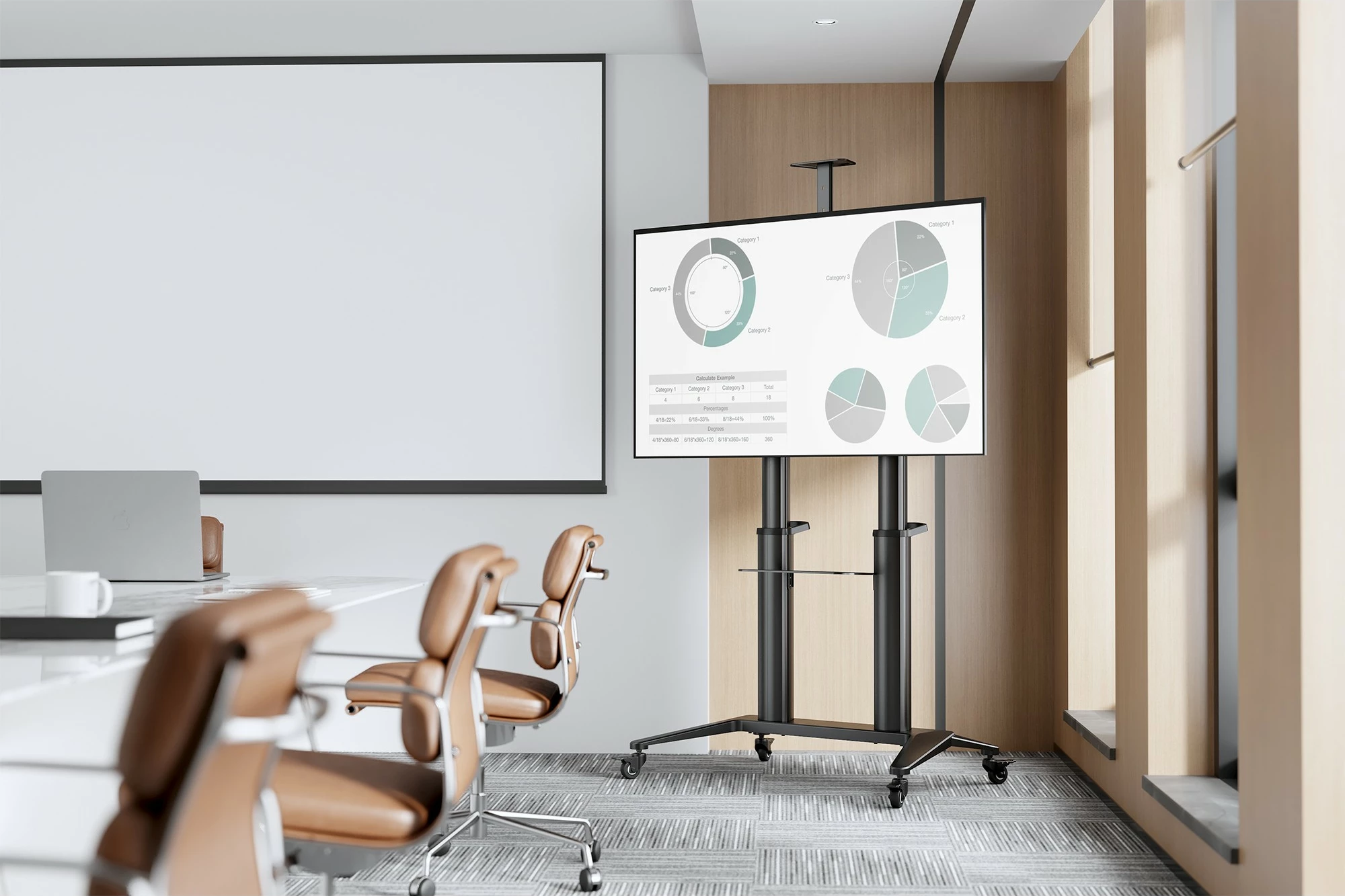 Karrocë prezantimi Digitus për TV 70-120 inç, 140kg, e zezë