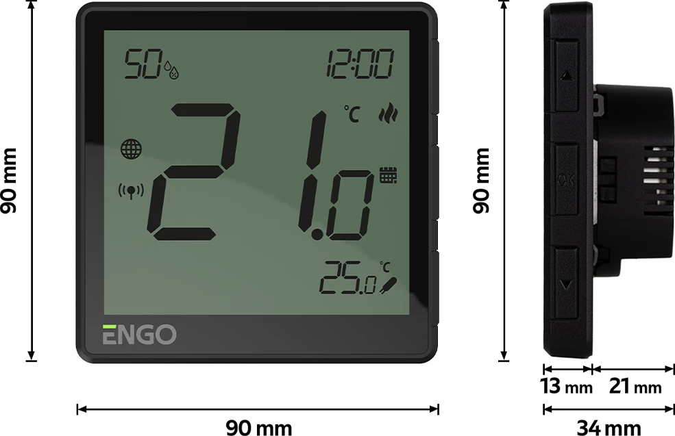 Termostat dhome ENGO EONE230B me internet me Kabllo 