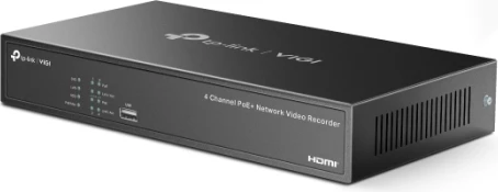 Regjistrues video rrjeti (NVR) PoE+ 4-kanalësh TP-LINK VIGI NVR1004H-4P, 4K HDMI, 4x PoE+ 53 W, i zi