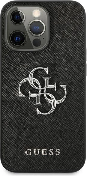Mbështjellës Guess Saffiano 4G Big Metal Logo për iPhone 13 Pro / 13 6.1", i zi