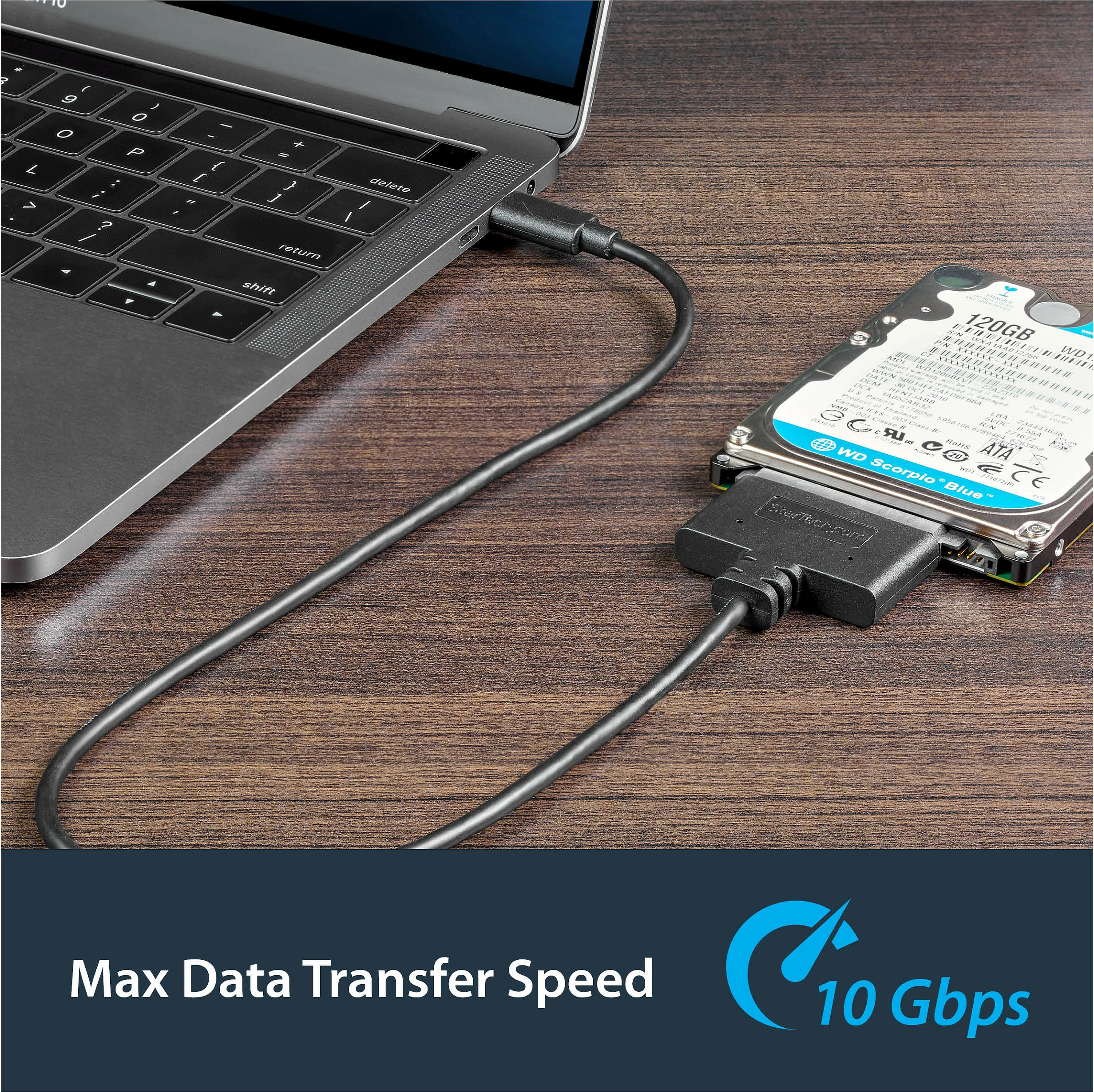 Kabllo adapter StarTech USB31CSAT3CB USB-C në SATA për 2.5", USB 3.1 Gen 2 10Gbps, 0.5m, e zezë
