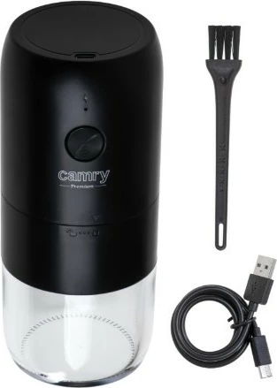 Mulli kafeje pa tela, Camry CR 4302, 25 W, kapacitet 25 g, rikarikues USB-C, gurë qeramike, i zi