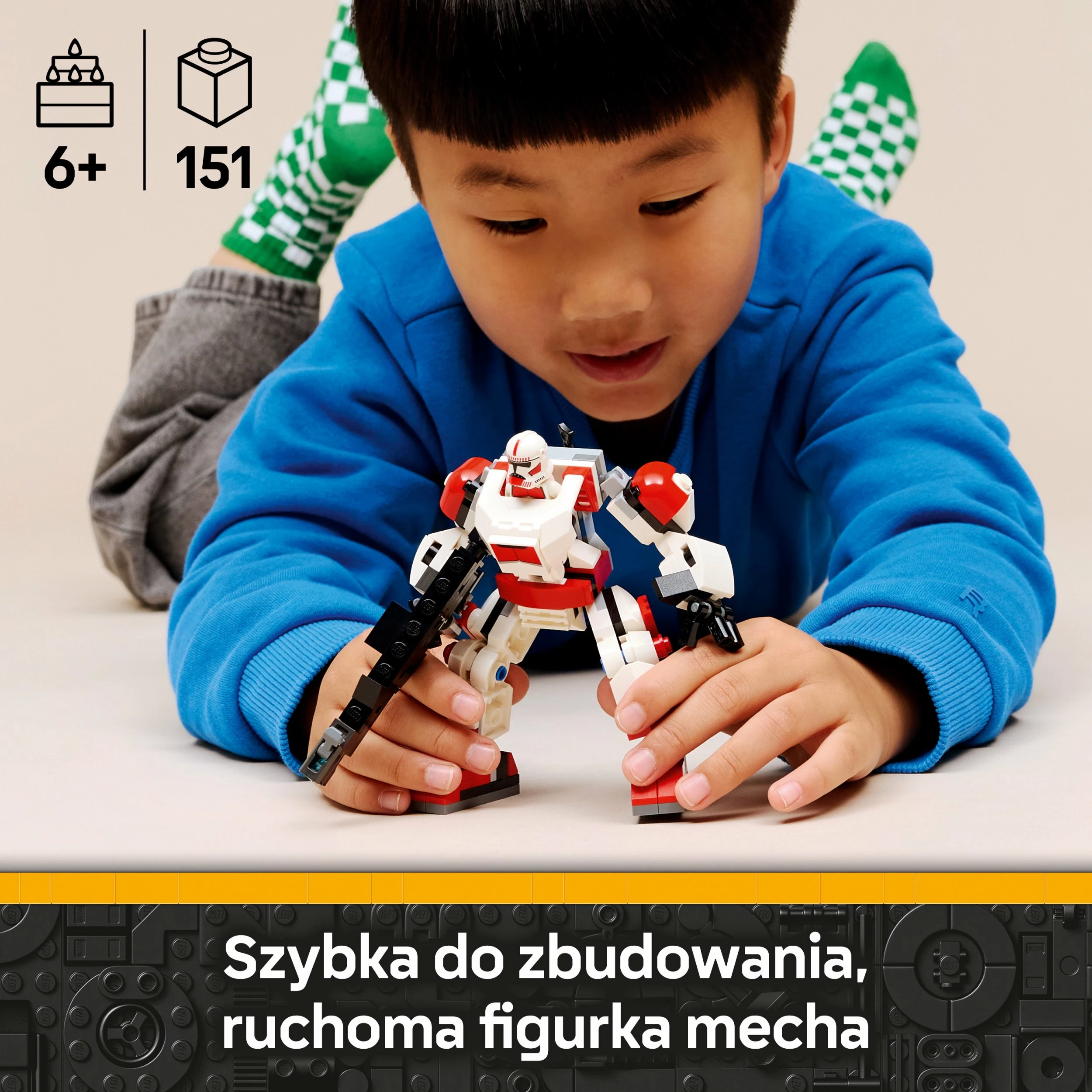 Set LEGO Star Wars Mech Clone Shock Trooper 75448, 151 copë, kuqe/bardhë
