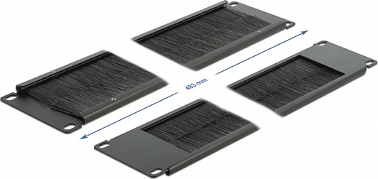 Panel me furçë për menaxhim kabllosh DeLOCK 19" 2U, i zi