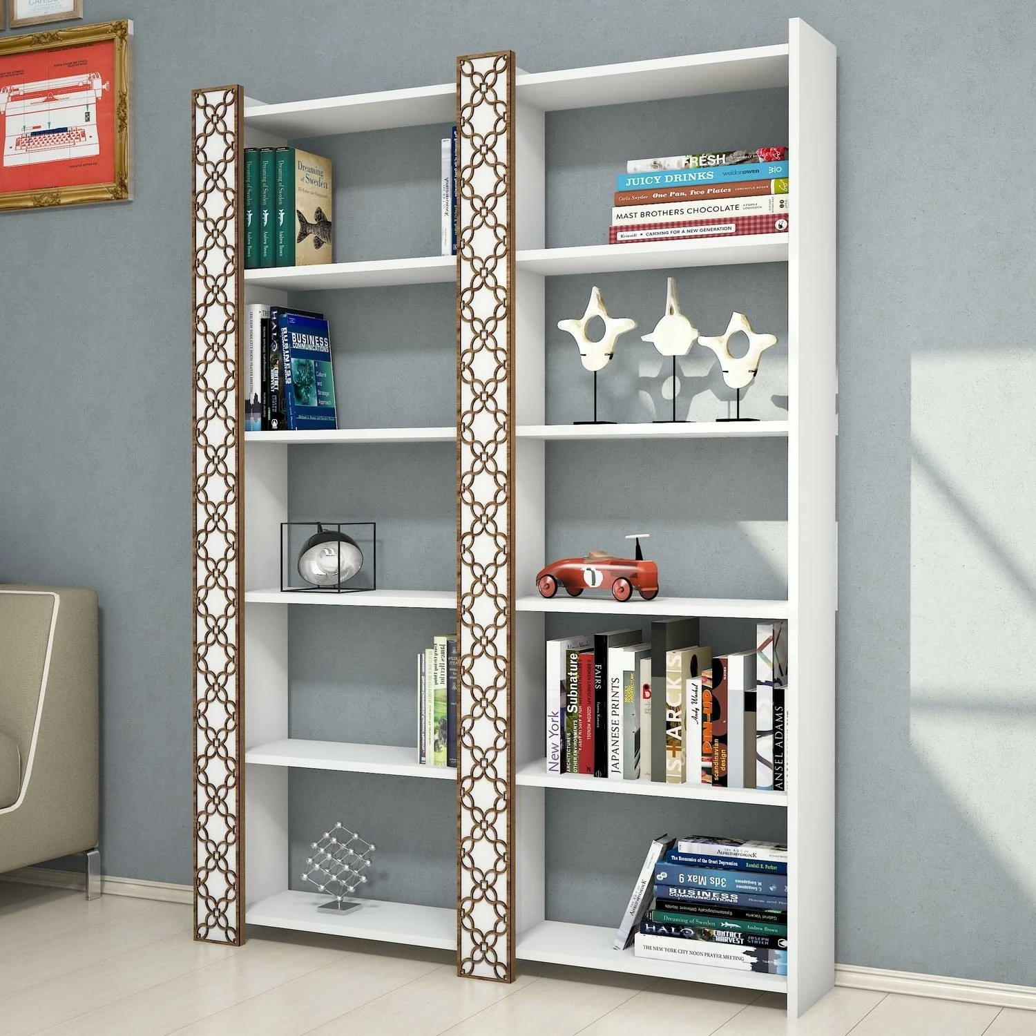 Raft librash Skye Decor City 2, i bardhë